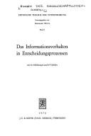 Cover for Das Informationsverhalten in Entscheidungsprozessen