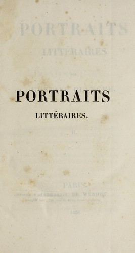 Cover for Portraits litteraires