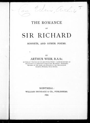 Cover for The romance of Sir Richard