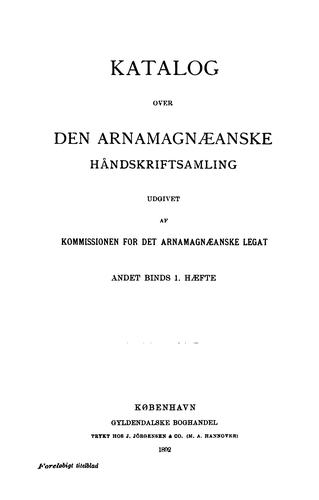 Cover for Katalog over den Arnamagnæanske håndskriftsamling