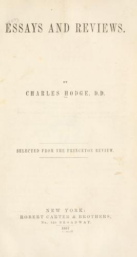 Cover for Essays and reviews.