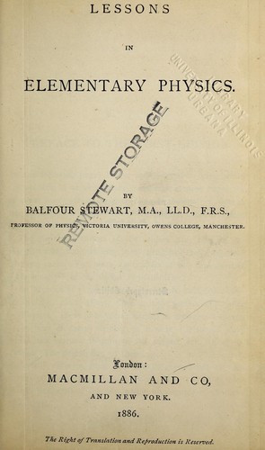 Cover for Lessons in elementary physics