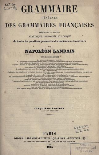 Cover for Grammaire générale des grammaires françaises