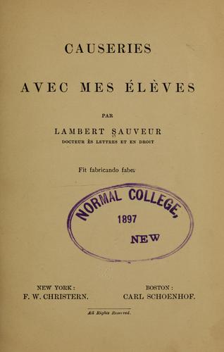 Cover for Causeries avec mes élèves