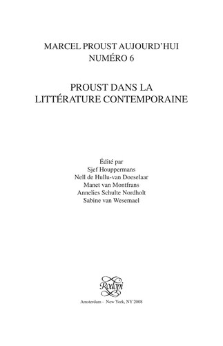 Cover for Proust dans la litte rature contemporaine