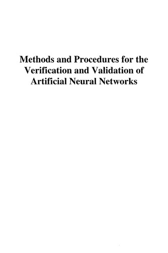 Cover for Methods and procedures for the verification and validation of artificial neural networks