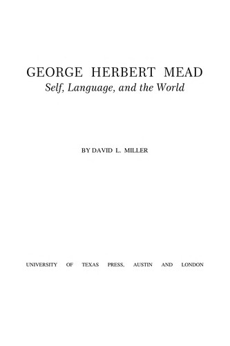Cover for George Herbert Mead: self, language, and the world