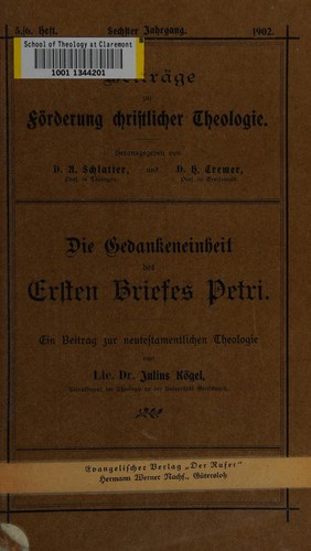 Cover for Die Gedankeneinheit des ersten Briefes Petri
