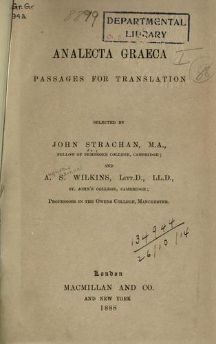 Cover for Analecta graeca