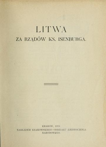 Cover for Litwa za rzdów ks. Isenburga