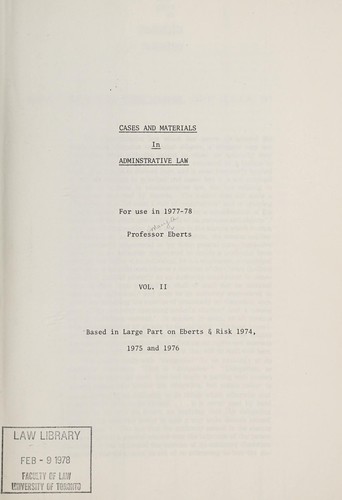 Cover for Cases and materials in administrative law