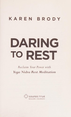 Cover for Daring to rest