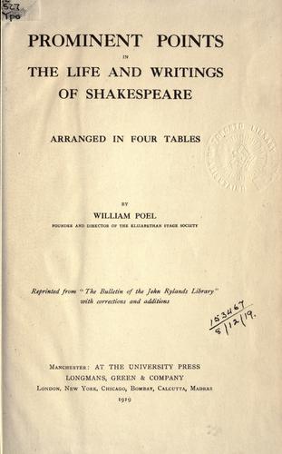 Cover for Prominent points in the life and writings of Shakespeare.