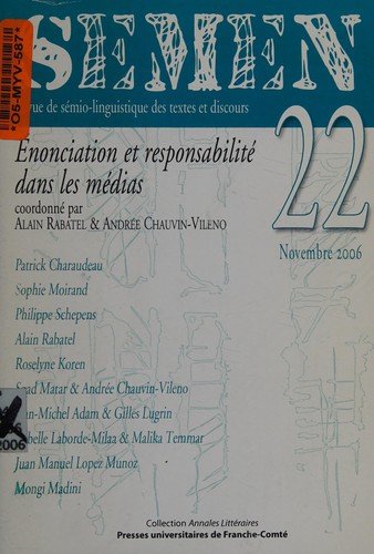 Cover for Enonciation et responsabilité dans les médias