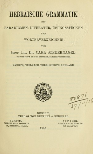 Cover for Hebräische Grammatik