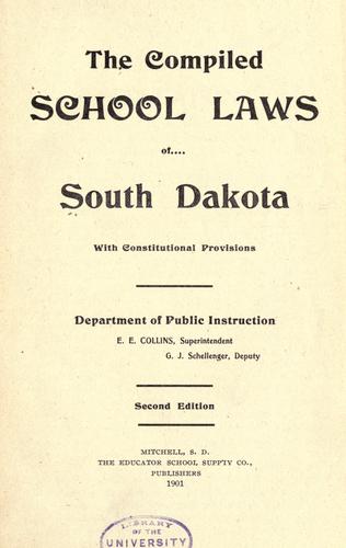 Cover for The compiled school laws of South Dakota