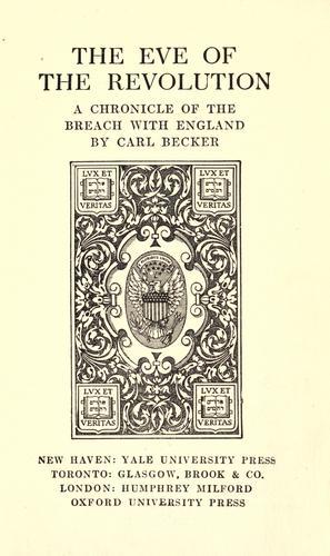 Cover for The eve of the revolution