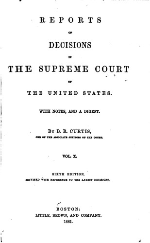 Cover for Reports of Decisions in the Supreme Court of the United States: With Notes ...