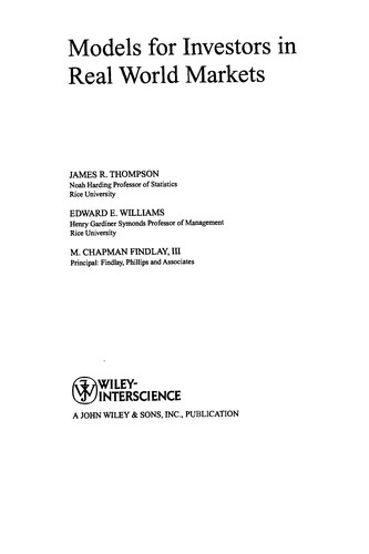 Cover for Models for investors in real world markets