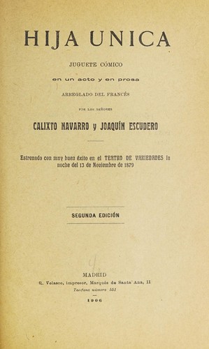 Cover for Hija única