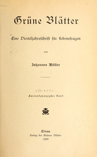 Cover for Grüne Blätter