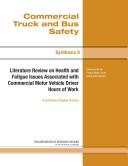 Cover for Literature review on health and fatigue issues associated with commercial motor vehicle driver hours of work