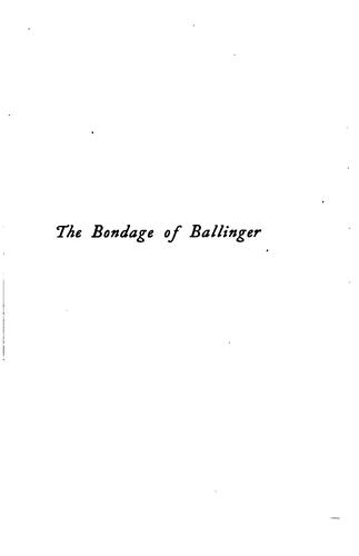 Cover for bondage of Ballinger
