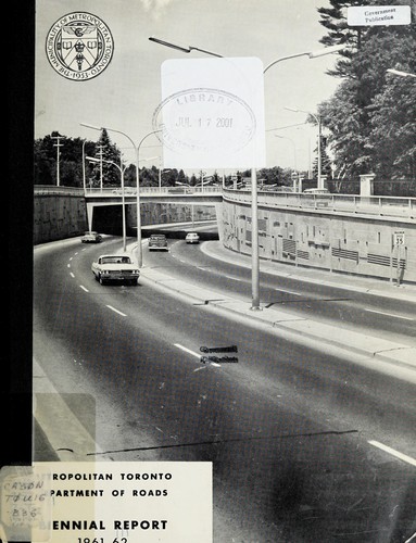 Cover for BIENNIAL REPORT OF THE METROPOLITAN TORONTO DEPT. OF ROADS