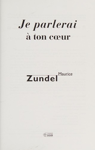 Cover for Je parlerai à ton coeur
