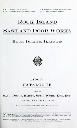 Cover for 1902 catalogue of sash, doors, blinds, stair work, etc., etc
