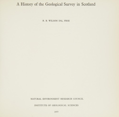 Cover for A history of the Geological Survey in Scotland