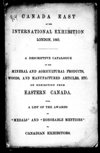 Cover for Canada East at the International Exhibition, London, 1862