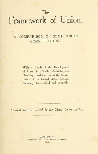 Cover for The framework of union.