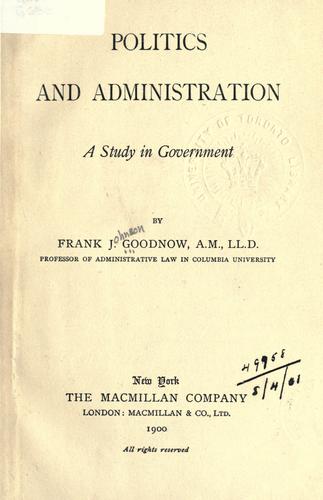 Cover for Politics and administration