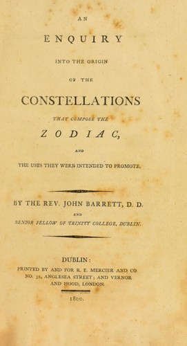 Cover for An enquiry into the origin of the constellations that compose the zodiac, and the uses they were intended to promote
