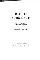 Cover for Brecht chronicle.