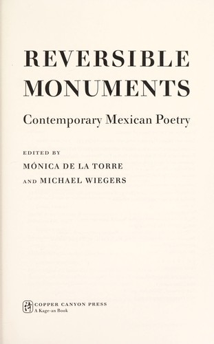 Cover for Reversible monuments
