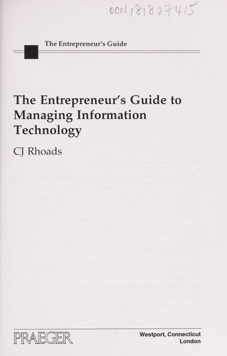 Cover for The entrepreneur's guide to managing information technology