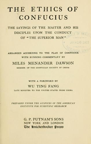 Cover for The ethics of Confucius
