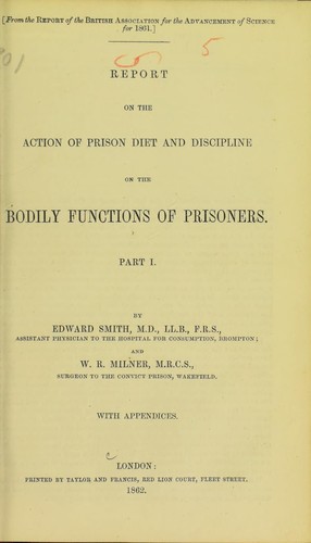 Cover for Report on the action of prison diet and discipline on the bodily functions of prisoners. Pt. I