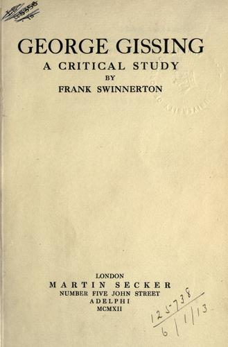 Cover for George Gissing