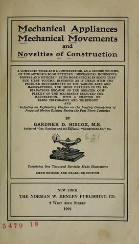 Cover for Mechanical appliances, mechanical movements and novelties of construction