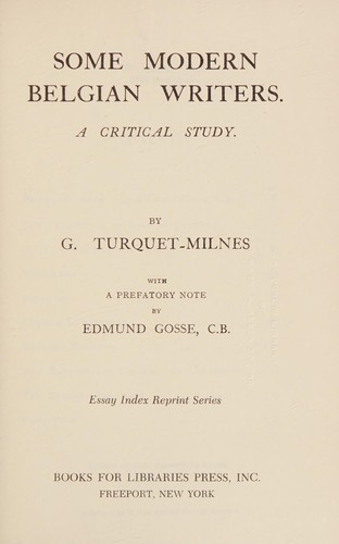 Cover for Some modern Belgian writers; a critical study