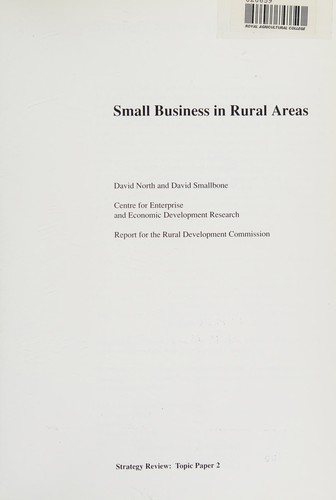 Cover for Small business in rural areas