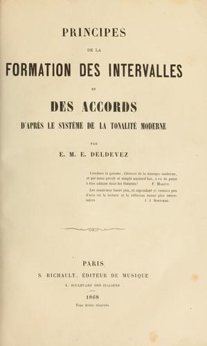 Cover for Principes de la formation des intervalles et des accords d'après le système de la tonalité modern.