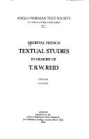 Cover for Medieval French textual studies in memory of T.B.W. Reid