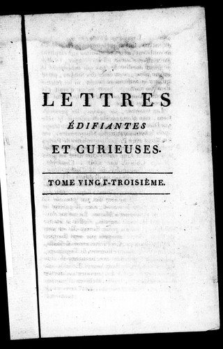 Cover for Lettres édifiantes et curieuses écrites des missions étrangères