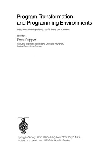 Cover for Program Transformation and Programming Environments