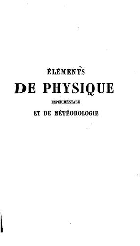 Cover for Éléments de physique expérimentale et de métédrologie
