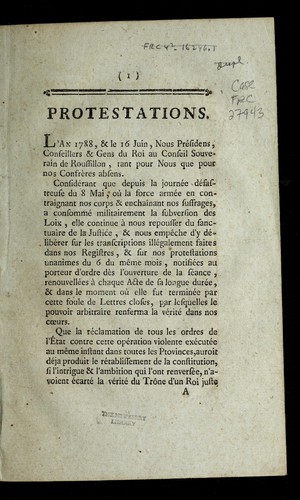 Cover for Protestations